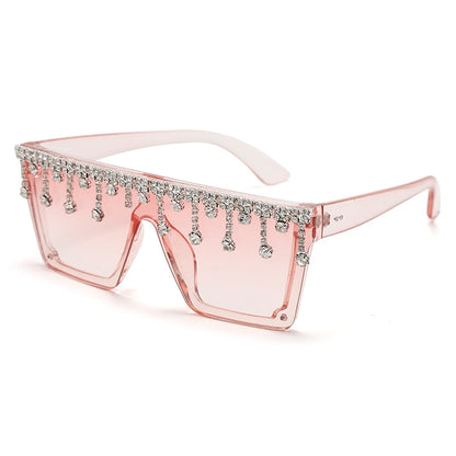 Diamond Square Sunglasses Women Rhinestone Oversized Sunglasses Men  Luxury Brand Eyewear Retro Glasses One Piece Sun Glass