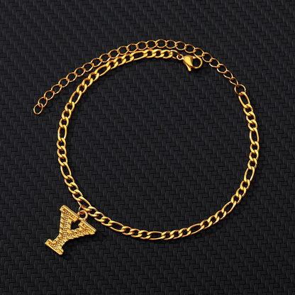 Large Initial Letter Anklets For Women Stainless Steel Letter A-Z Anklet Bracelet Foot Beach Summer Jewelry Gift bijoux Femme