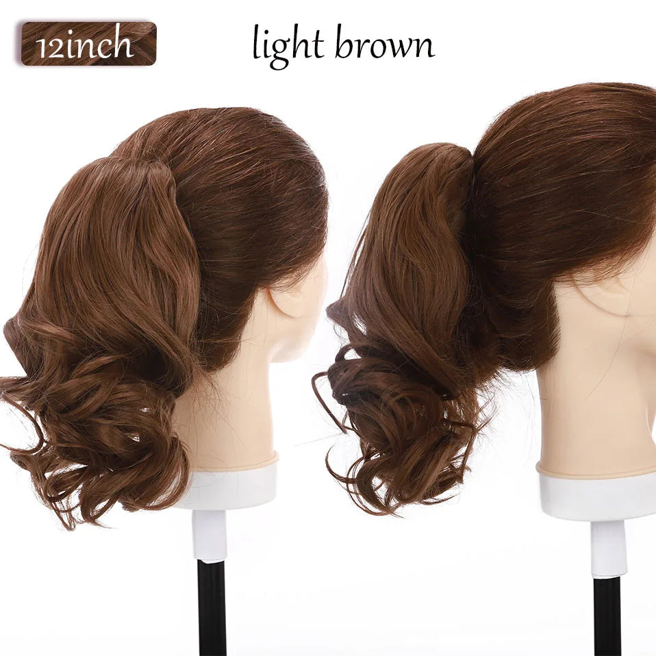 S-noilite Synthetic 12-26inch Claw Clip On Ponytail Hair Extension Ponytail Extension Hair For Women Pony Tail Hair Hairpiece