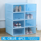 6 Packs Transparent Shoe Box Shoes Organizers Plastic Thickened Foldable Dustproof Storage Box Stackable Shoe Cabinet