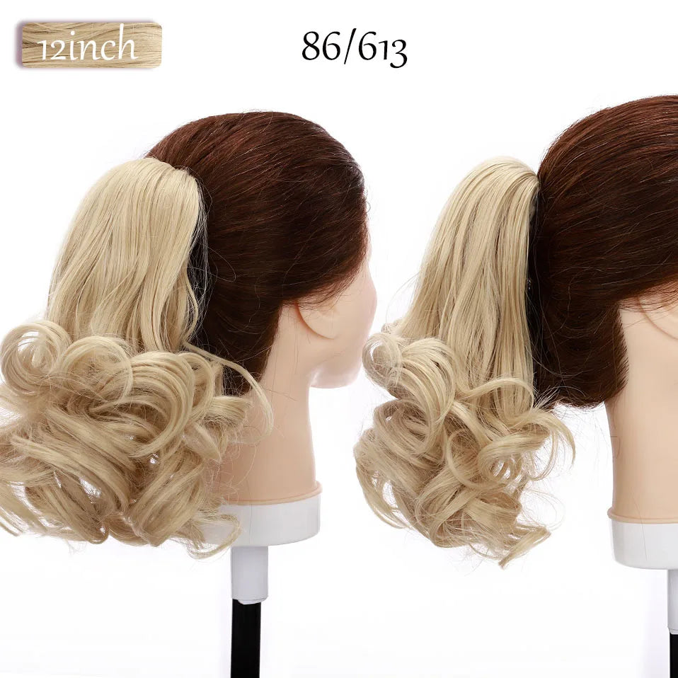 S-noilite Synthetic 12-26inch Claw Clip On Ponytail Hair Extension Ponytail Extension Hair For Women Pony Tail Hair Hairpiece