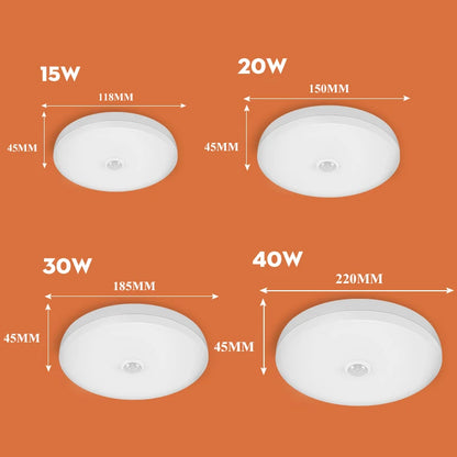 LED Lamp with Motion Sensor Ceiling Lights PIR Night Light Sensor Wall Lamps 110V 220V 18W 15/20/30/40W for Home Stairs Hallway