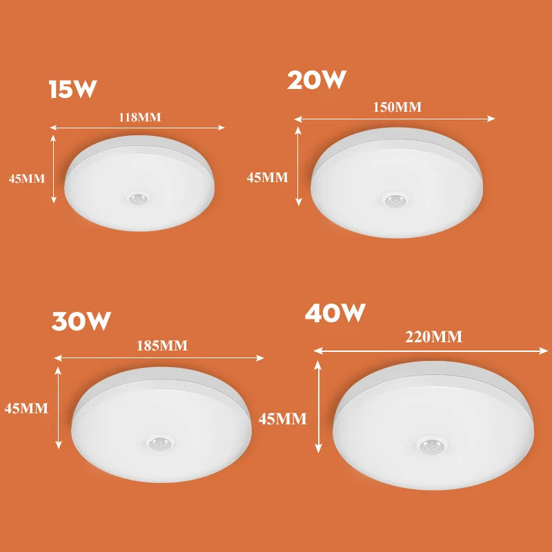 LED Lamp with Motion Sensor Ceiling Lights PIR Night Light Sensor Wall Lamps 110V 220V 18W 15/20/30/40W for Home Stairs Hallway