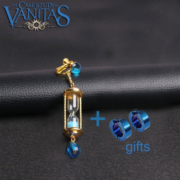 Vanitas Blue Hourglass Drop Earrings Anime The Case Study of Vanitas Earrings Anti-allergic Ear Clips Ear Bone Buckle Jewelry