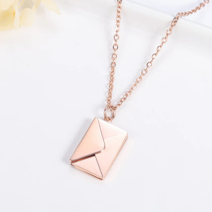Love Letter Envelope Pendant Necklace Customized Stainless Steel Jewelry Confession Love You for Valentine Day Mother Day Gift