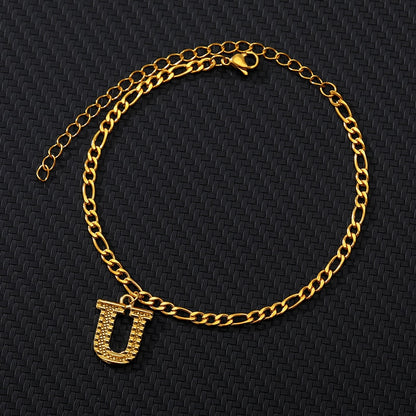 Large Initial Letter Anklets For Women Stainless Steel Letter A-Z Anklet Bracelet Foot Beach Summer Jewelry Gift bijoux Femme