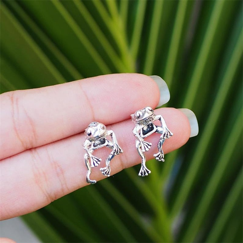 Cute Frog Earrings For Women Girls Animal Gothic Stud Earrings Piercing Female Korean Jewelry