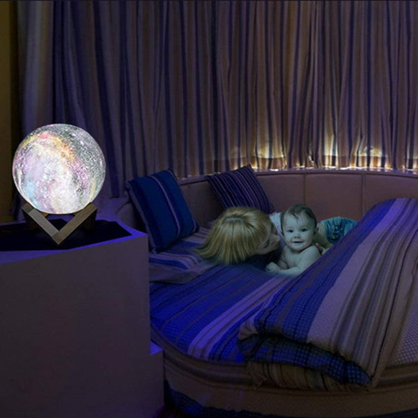 T20 3D Printing Moon Lamp Galaxy Moon Light Kids Night Light 16 Color Change Touch Remote Control Galaxy Light