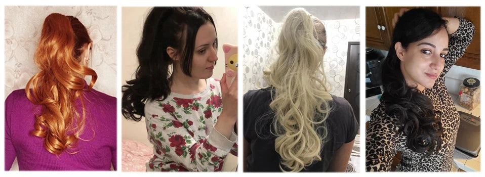 S-noilite Synthetic 12-26inch Claw Clip On Ponytail Hair Extension Ponytail Extension Hair For Women Pony Tail Hair Hairpiece