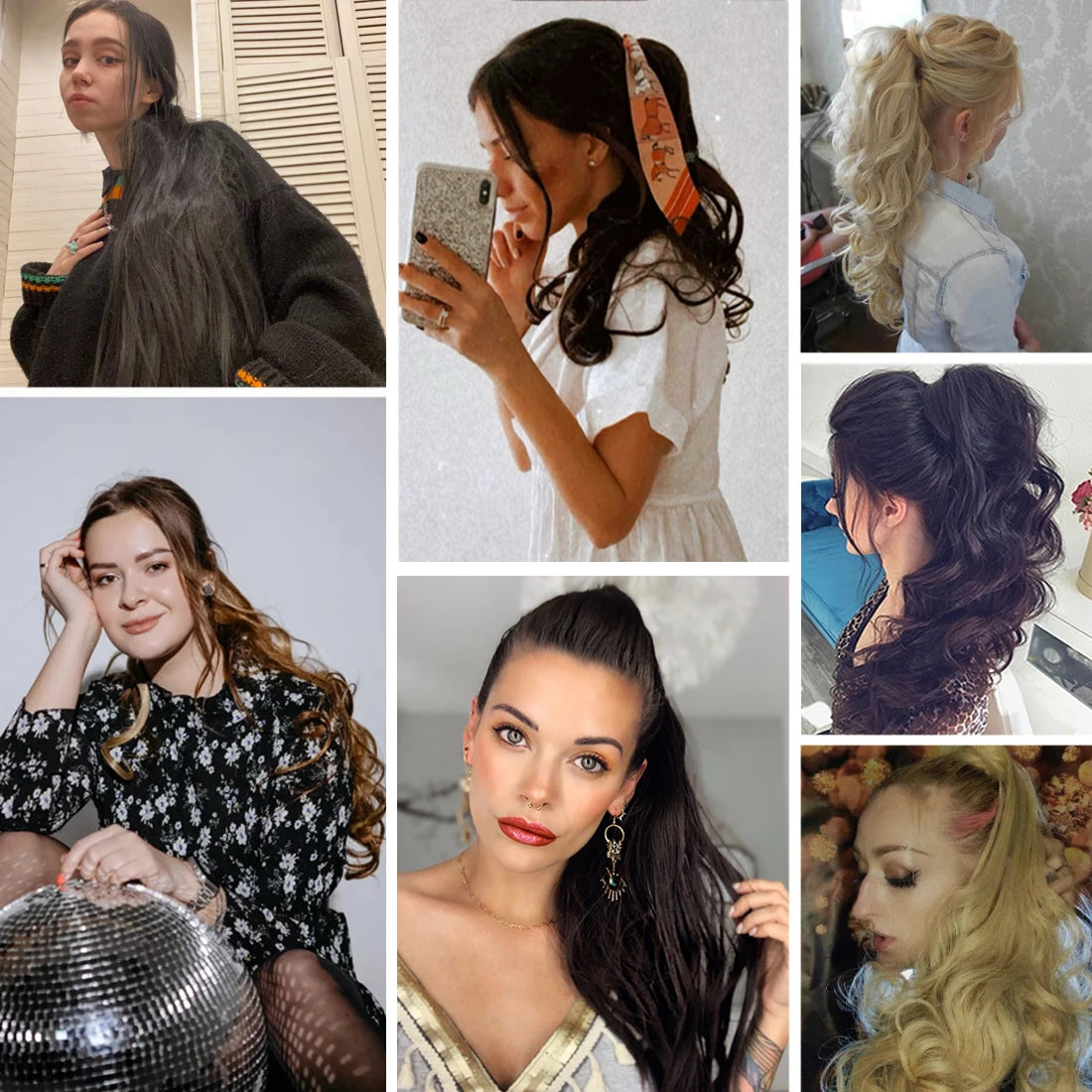 S-noilite Synthetic 12-26inch Claw Clip On Ponytail Hair Extension Ponytail Extension Hair For Women Pony Tail Hair Hairpiece