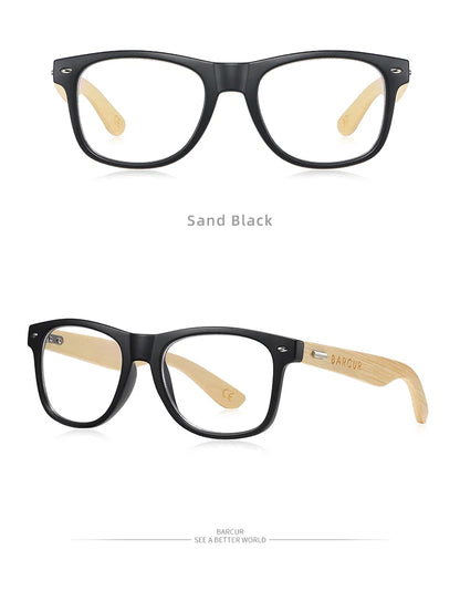 BARCUR Polarized Glasses Men Bamboo Wood Sun Glasses Women Fashion Mirror Sunglasses Brand Designer Eyewear