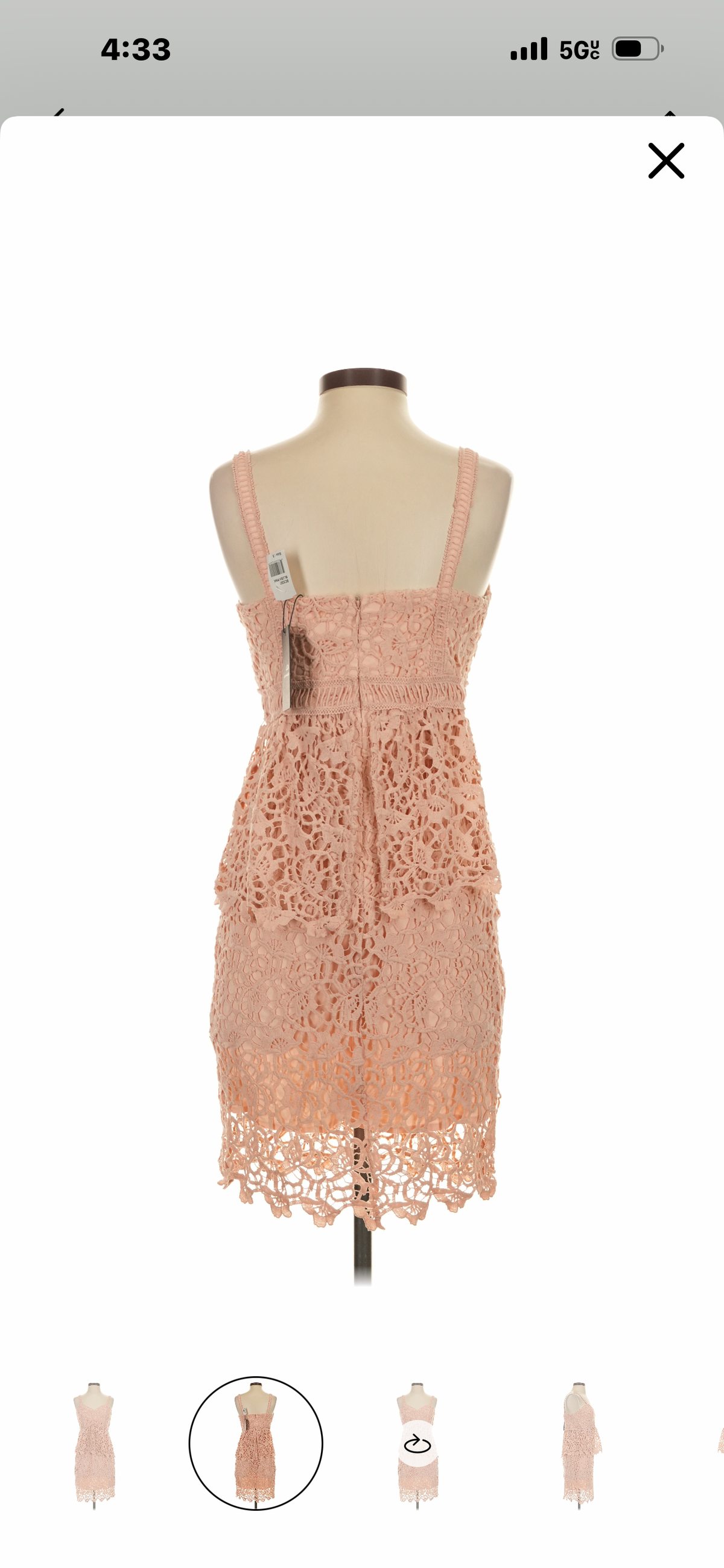 Blush lace tiered evening cocktail dress