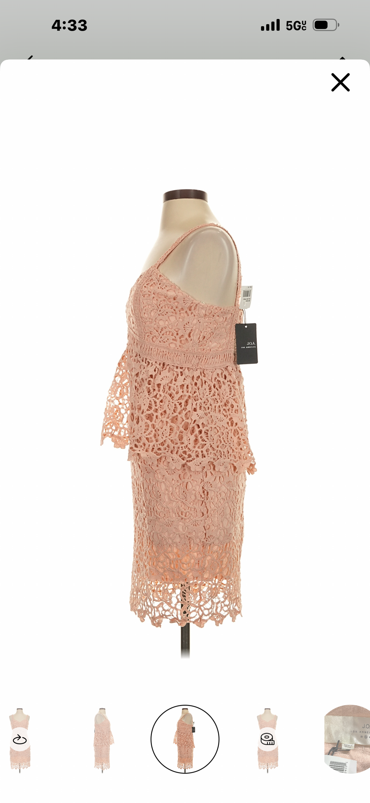 Blush lace tiered evening cocktail dress