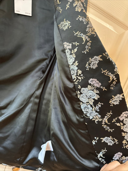 Lauren Ralph Lauren Black Floral Single Button Blazer Jacket Size 2 Evening