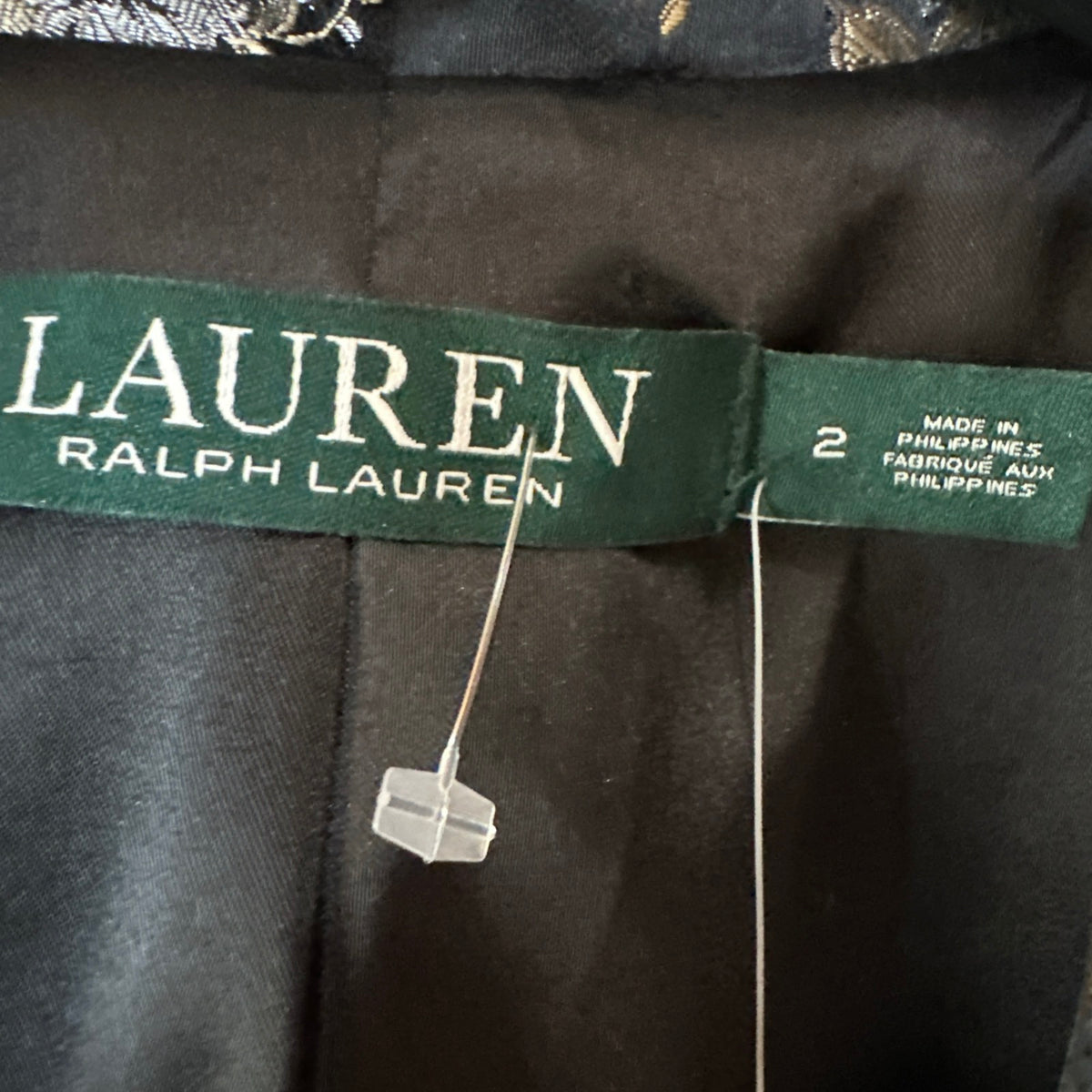 Lauren Ralph Lauren Black Floral Single Button Blazer Jacket Size 2 Evening