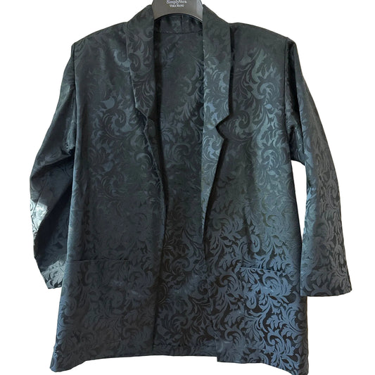Men's Black Blazer Medium Floral Brocade W Pockets Evening Dress Party Cocktail