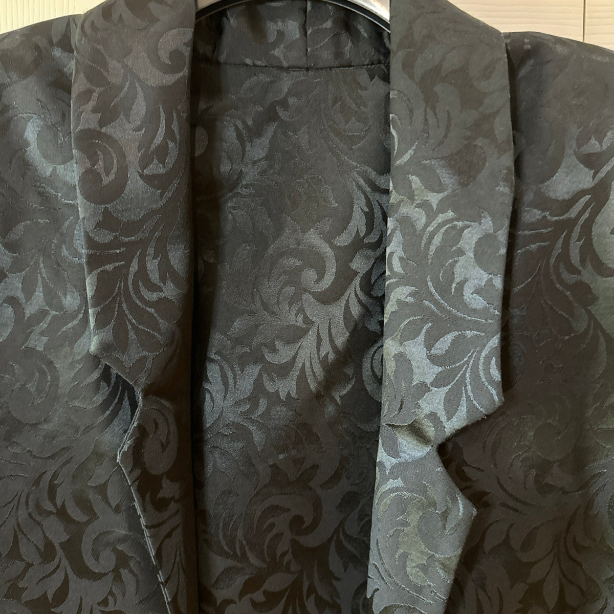 Men's Black Blazer Medium Floral Brocade W Pockets Evening Dress Party Cocktail