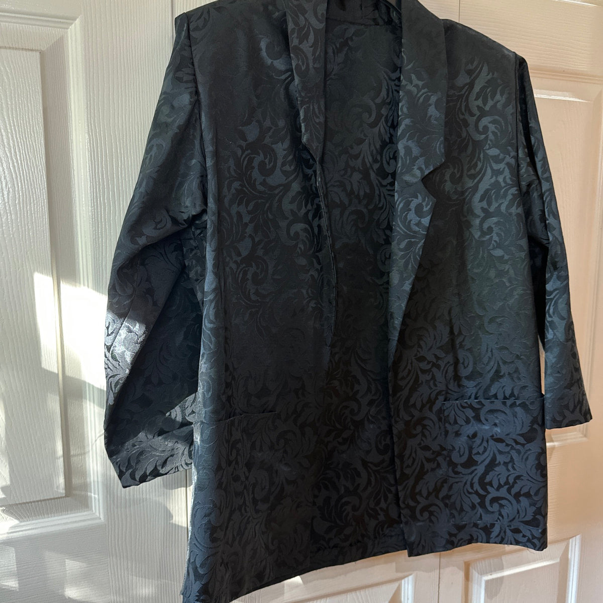 Men's Black Blazer Medium Floral Brocade W Pockets Evening Dress Party Cocktail