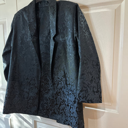 Men's Black Blazer Medium Floral Brocade W Pockets Evening Dress Party Cocktail