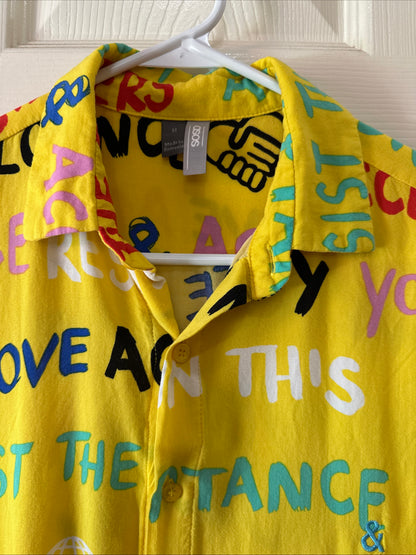 Women's ASOS Bright Yellow Collared Button Down Shirt Size Medium Preloved Love