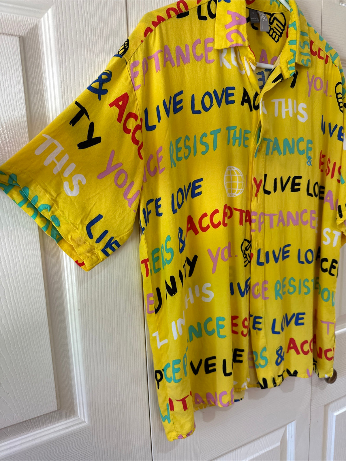 Women's ASOS Bright Yellow Collared Button Down Shirt Size Medium Preloved Love