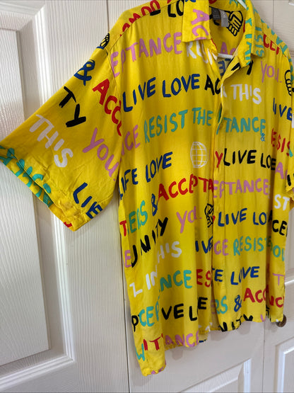 Women's ASOS Bright Yellow Collared Button Down Shirt Size Medium Preloved Love