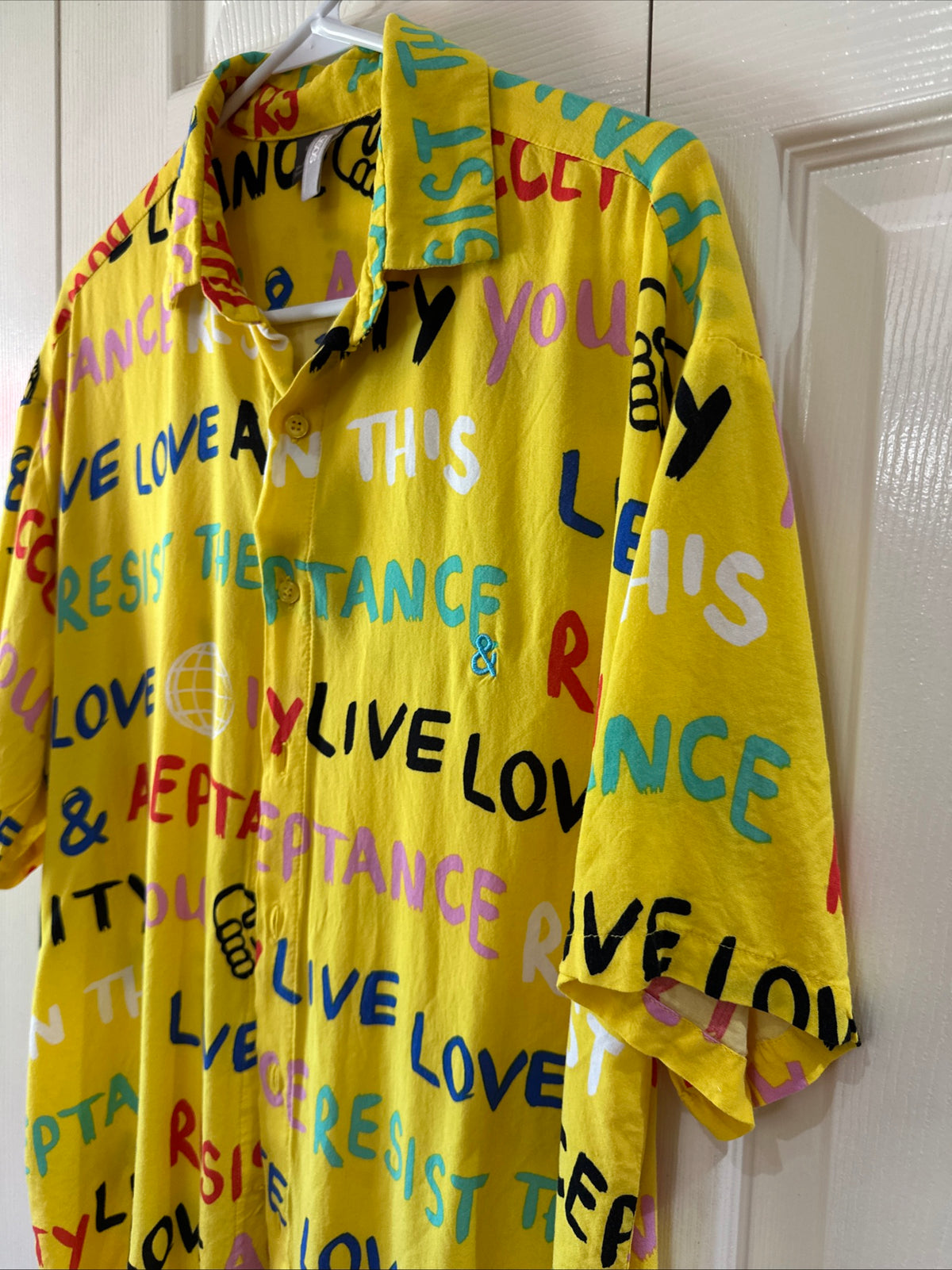 Women's ASOS Bright Yellow Collared Button Down Shirt Size Medium Preloved Love