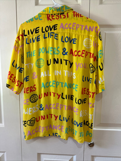 Women's ASOS Bright Yellow Collared Button Down Shirt Size Medium Preloved Love