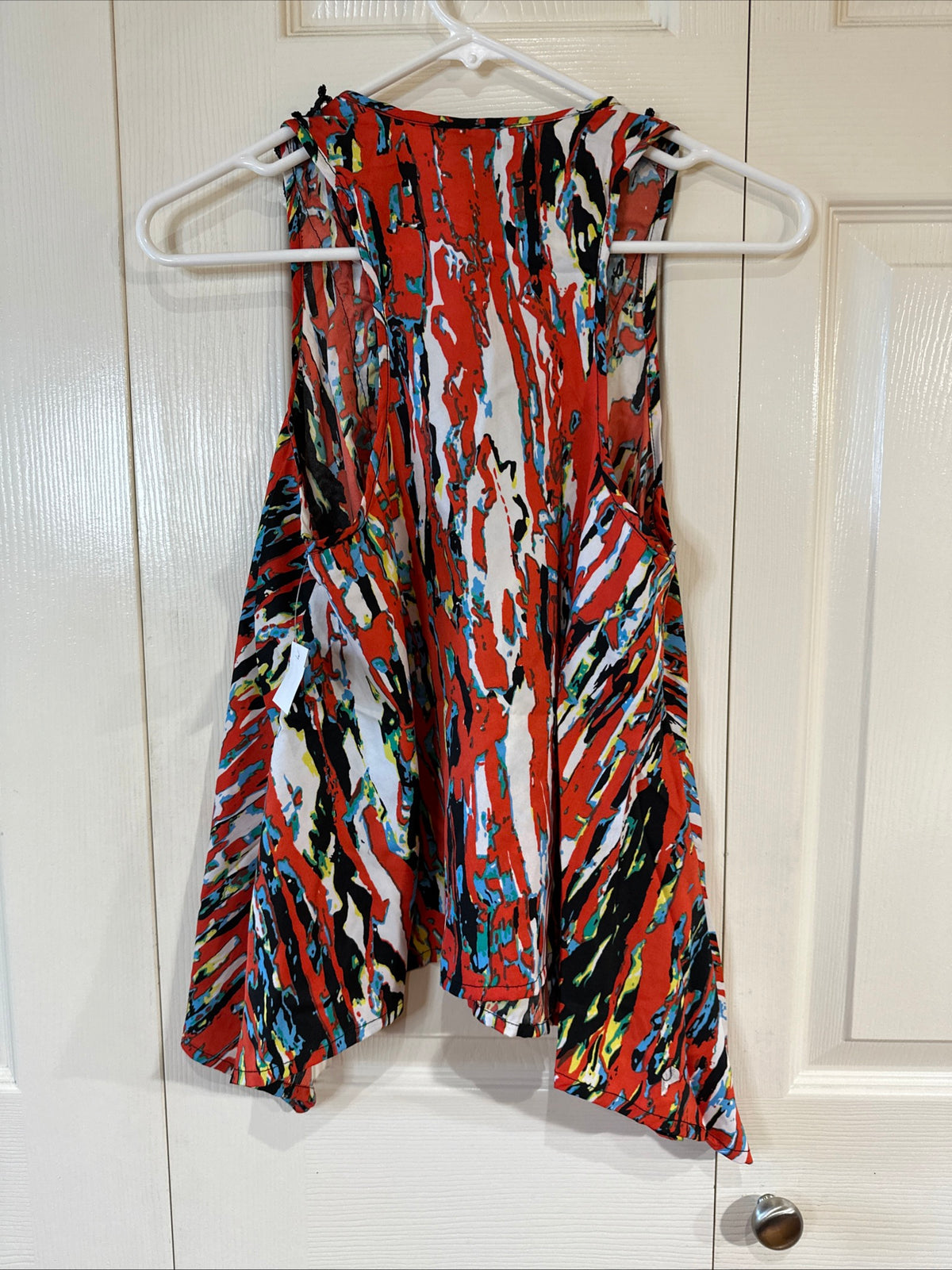 NWT Angie Small Lace Trim Babydoll Tank Top Boho Cami Red Multicolor Women's