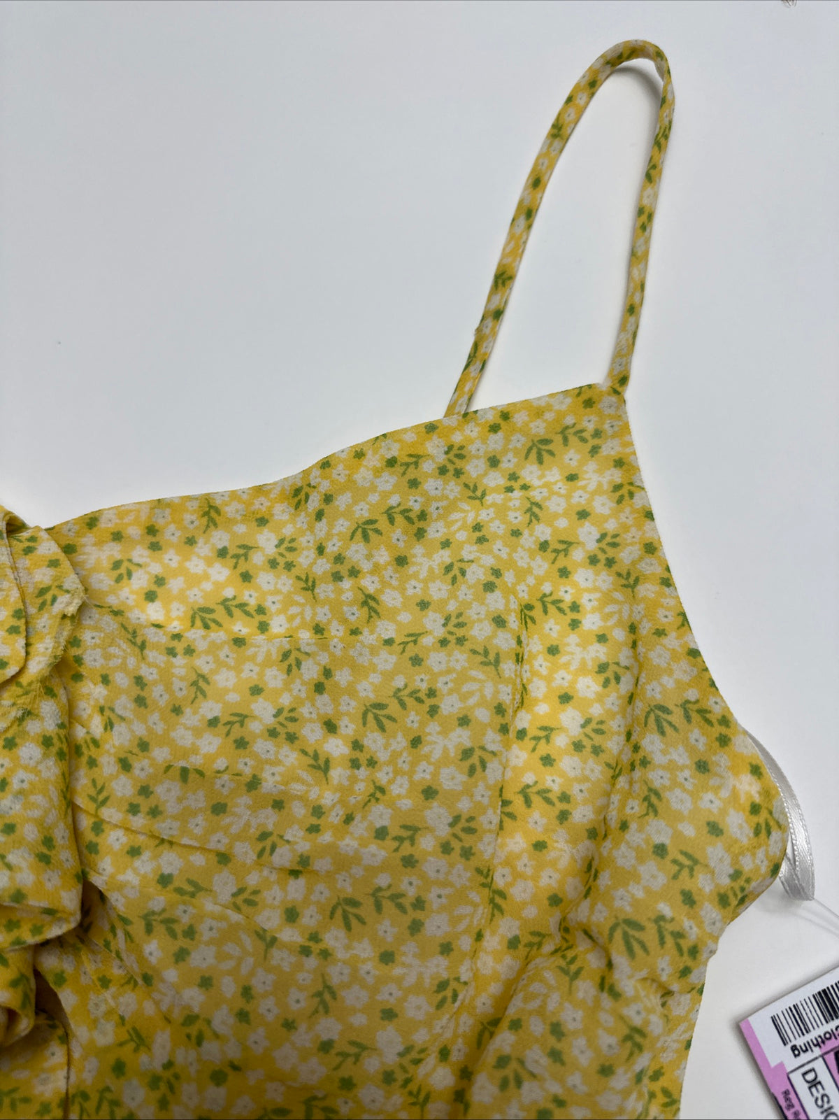 NWT Yellow Floral Size Small Babydoll Tank Top Boho Cami W/ Ruffles Women's
