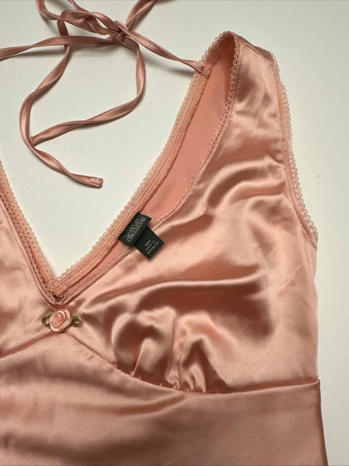 NWT NWT Wild Fable XXS Silky Orange Pink Tank Top Babydoll Satin Flower Mid-Rib