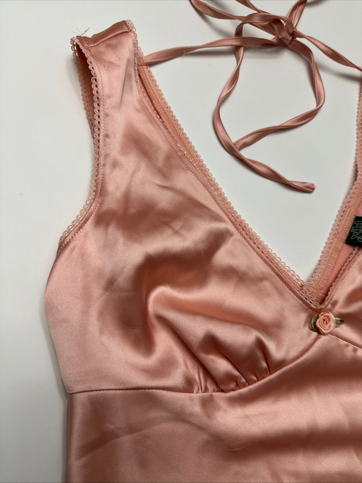 NWT NWT Wild Fable XXS Silky Orange Pink Tank Top Babydoll Satin Flower Mid-Rib