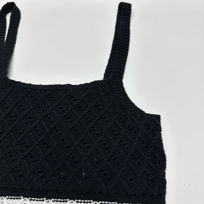 NWT Women's Crochet Tank Top Size Small NWT White Black Summer Cool Sexy ladies