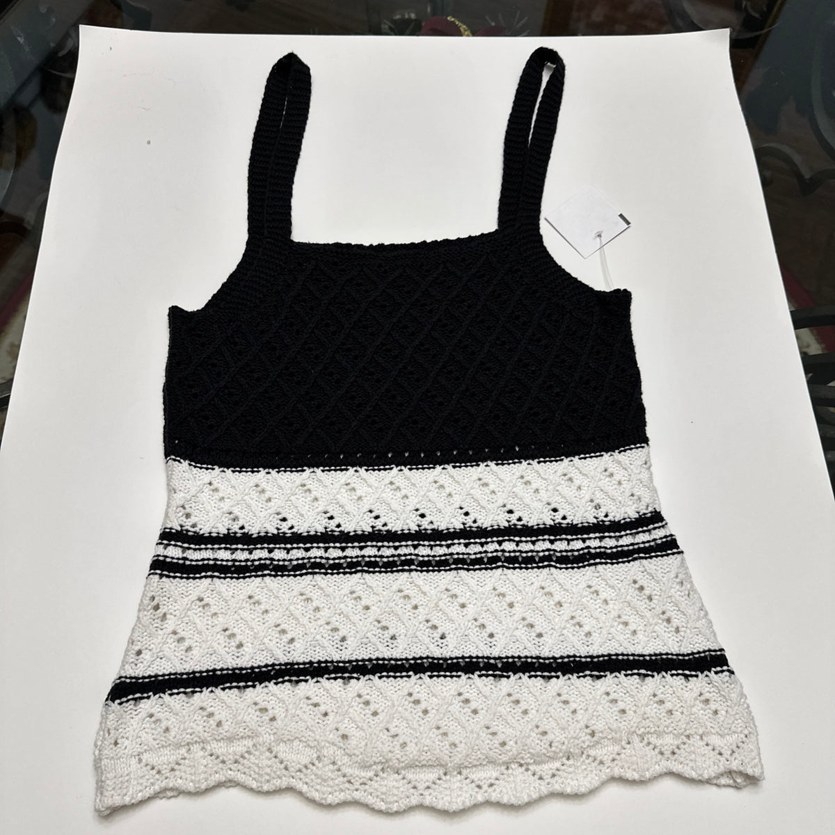 NWT Women's Crochet Tank Top Size Small NWT White Black Summer Cool Sexy ladies