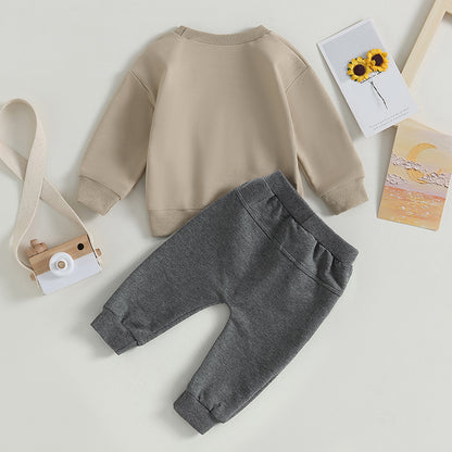 Citgeett Autumn Toddler Boys Fall Outfits Letter Print Long Sleeve Sweatshirts and Pants Spring Clothes Set