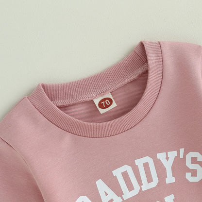Citgeett Autumn Toddler Baby Girls Outfit Letters Print Long Sleeve Crew Neck Sweatshirt Elastic Waist Pants Fall Clothes