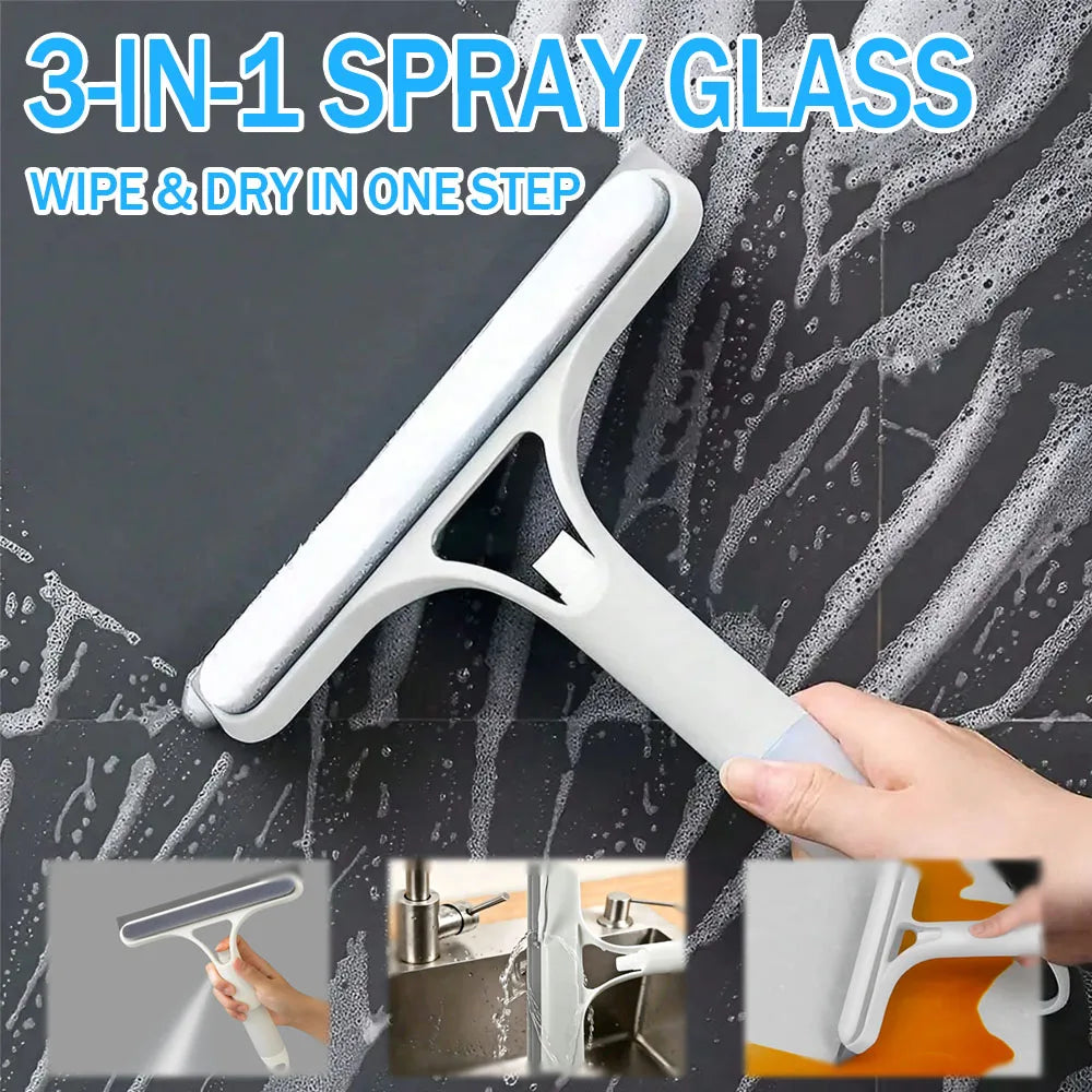 3-in-1 Multifunctional Glass Wiper with Spray Bottle to Clean the Floor and Scrub Household Car Cleaning Tools