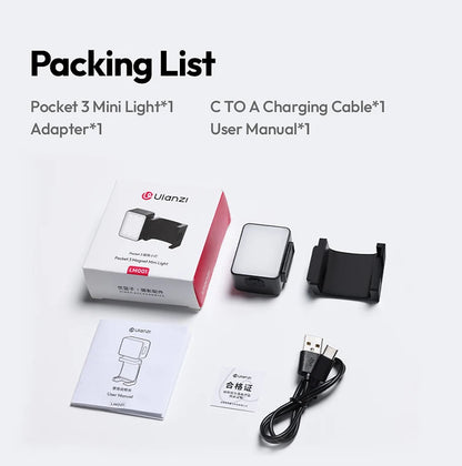 Ulanzi LM001 for DJI Osmo Pocket 3 4 Video Light Magnetic Mini Led Light Waterproof Vlogging Tiktok Live 500mah Rechargeable