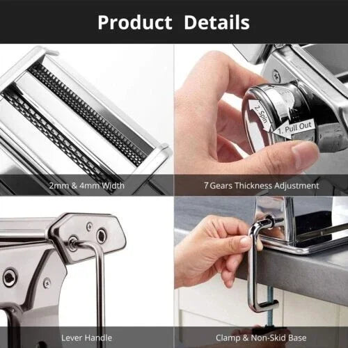 Stainless Steel Pasta Maker Machine Adjustable Noodle Dumpling Press Hand Made Manual Machine Two Cutter Kitchenware Tools