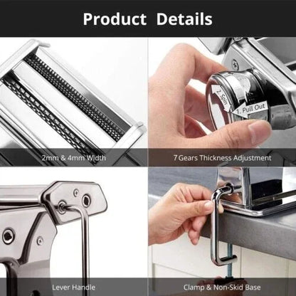 Stainless Steel Pasta Maker Machine Adjustable Noodle Dumpling Press Hand Made Manual Machine Two Cutter Kitchenware Tools
