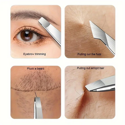 Eyebrow Tweezers Set 1/4 Pcs Stainless Steel Eyebrow Forceps Professional Beauty Tool Set For Facial Hair Inward Growing