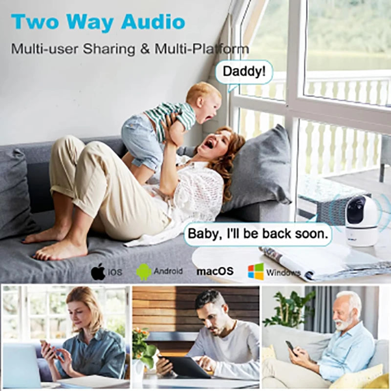 2K Pet Camera WiFi Security Camera Indoor Home Surveillance Camera, Motion Detection, Two-Way Audio, Night Vision, GENBOLT