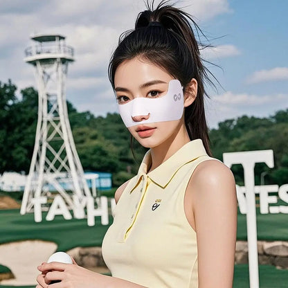 Summer Ice Silk Sun Protection Mask UPF50+ Breathable Women Face Mask Canthus Protection Half Face Face Shield for Golf Sports