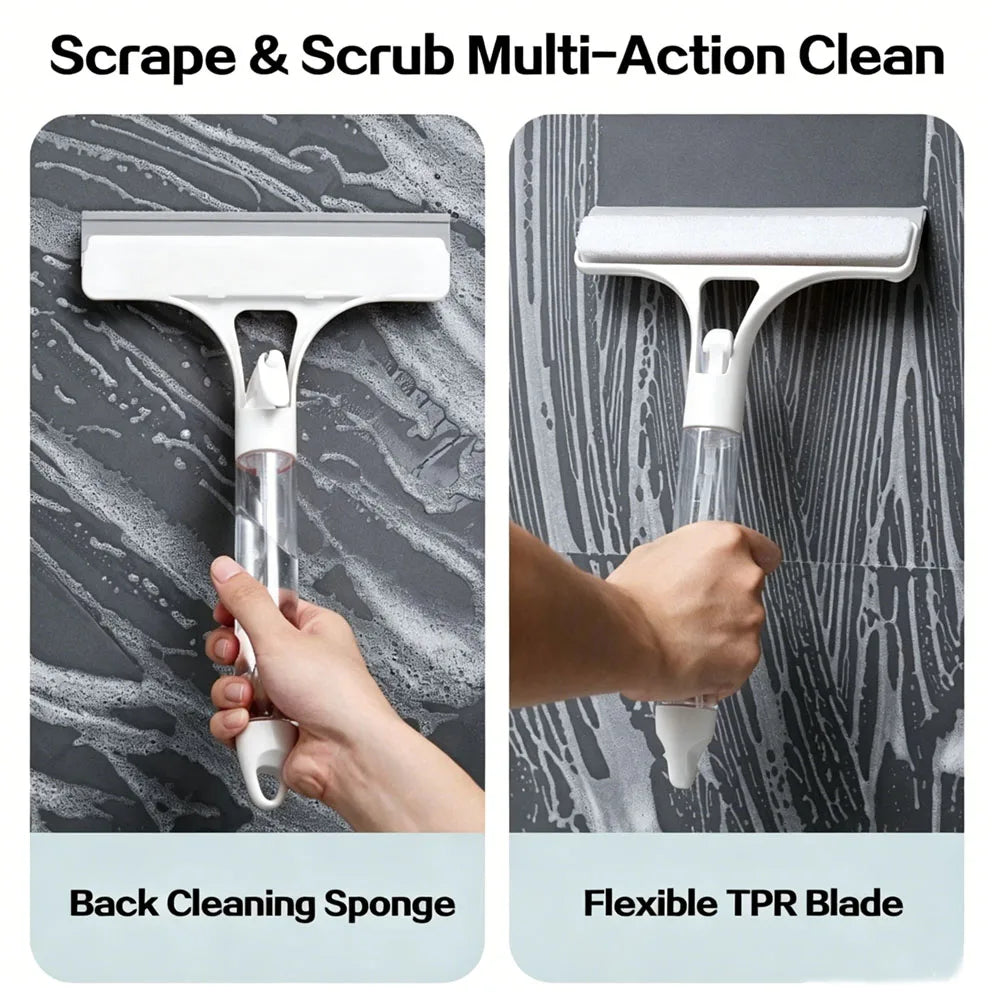 3-in-1 Multifunctional Glass Wiper with Spray Bottle to Clean the Floor and Scrub Household Car Cleaning Tools