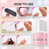 Makartt Nail Glue for Acrylic Nails Super Brush on Nail Glue Kit Bond Quickly Artificial Nail Adhesive Glue for Nail Tips