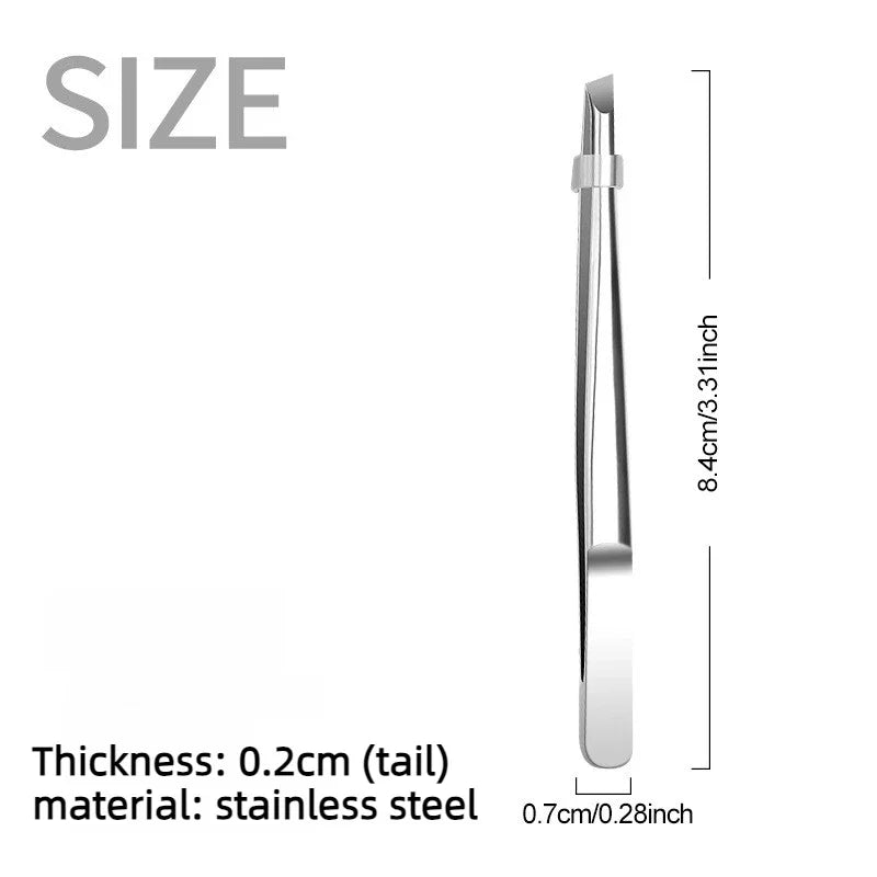 Stainless Steel Precision Tweezers Multi Functional Slant Tip Tool for Eyebrow Beard Facial Hair Removal Unisex Daily Grooming Accessory