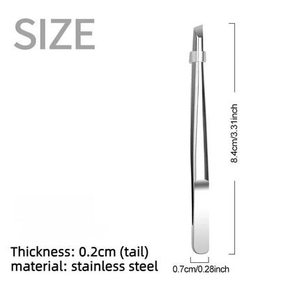 Stainless Steel Precision Tweezers Multi Functional Slant Tip Tool for Eyebrow Beard Facial Hair Removal Unisex Daily Grooming Accessory