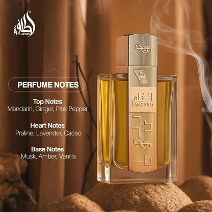 Lattafa Angham - Citrus, Lavender, Musk, Amber, Vanilla - Eau De Parfum Long-Lasting Fragrance for Unisex, 3.40 Ounce / 100 ml Lavender Is a Soft Herb with a Long-Lasting Fragrance and an Elegant Mature Temperament, Suitable