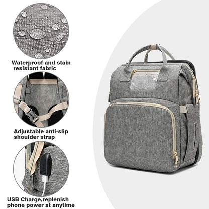 Fashion Portable Folding Crib Diaper Bag Multi-Function Large Capacity Baby Backpack Diaper Bag Baby Stroller Organizer Bag
