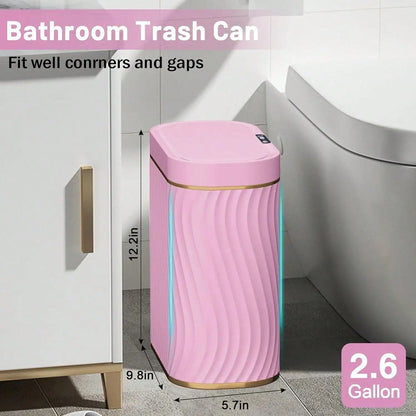 Smart Motion Sensor Trash Can, 2.6 Gallon Small Touchless Pop-Up Bin, Space Saving Waste Basket for Bathroom, Kitchen, Dorm & Bedroom, White